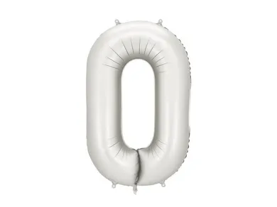 PartyDeco, balon foliowy, cyfra 0, srebrny, 86 cm