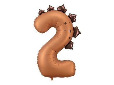 PartyDeco, balon foliowy, cyfra 2, Dinozaur, 92 cm