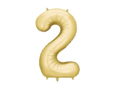 PartyDeco, balon foliowy, cyfra 2, złoty, 86 cm