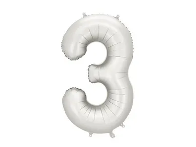 PartyDeco, balon foliowy, cyfra 3, srebrny, 86 cm