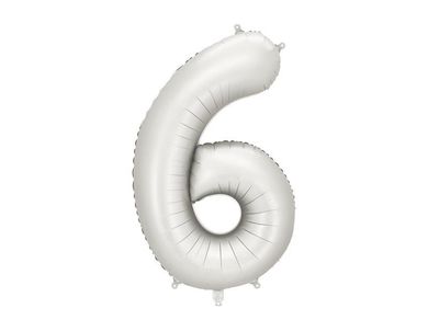 PartyDeco, balon foliowy, cyfra 6, srebrny, 86 cm