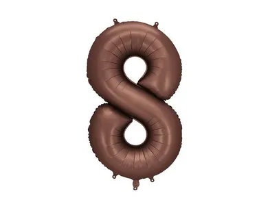 PartyDeco, balon foliowy, cyfra 8, mocca, 86 cm