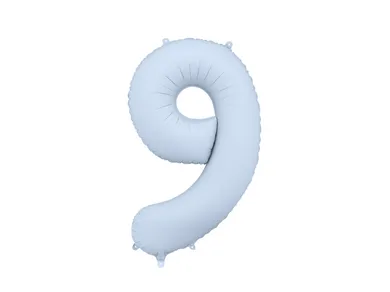 PartyDeco, balon foliowy, cyfra 9, mglisty, niebieski, 86 cm