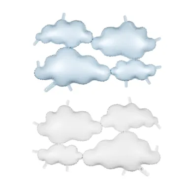 PartyDeco, balon foliowy, dwustronne chmurki, biało-jasno niebieskie, 99-52 cm, 1 szt.