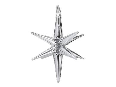 PartyDeco, balon foliowy, gwiazda 3D, srebrny, 105 cm