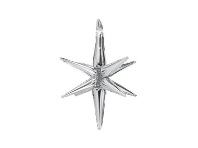 PartyDeco, balon foliowy, Gwiazda 3D, srebrny, 50 cm