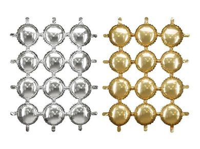 PartyDeco, balon foliowy, kurtyna dwustronna, koła złoto-srebrne