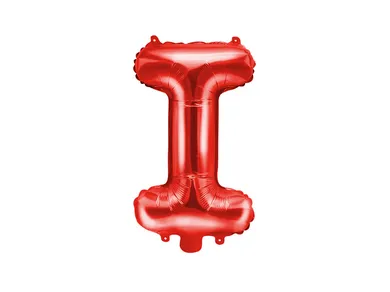 PartyDeco, balon foliowy, litera "I", 35 cm, czerwony, 1 szt.