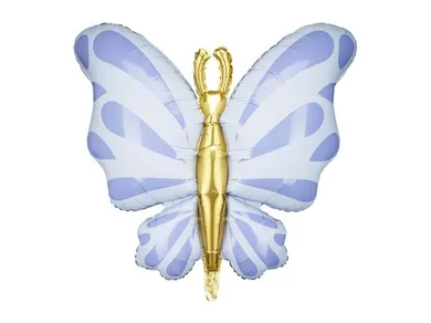 PartyDeco, balon foliowy, Motyl, błękit, 69-69 cm