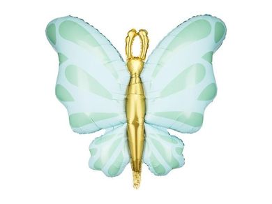 PartyDeco, balon foliowy, motyl, mięta, 69-69 cm