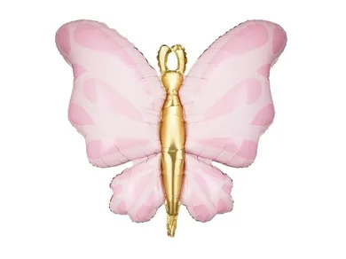 PartyDeco, balon foliowy, Motyl, róż, 69-69 cm