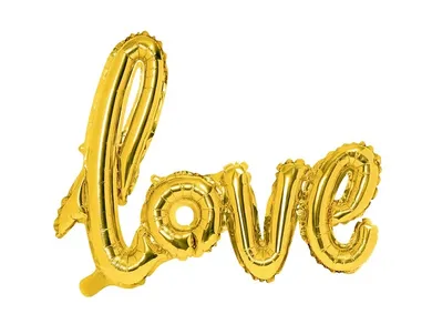 PartyDeco, balon foliowy, napis Love, złoty, 73-59 cm