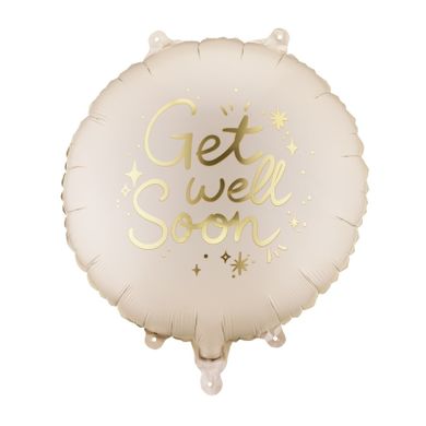 PartyDeco, balon foliowy, pastylka, Get well soon, 35-35 cm