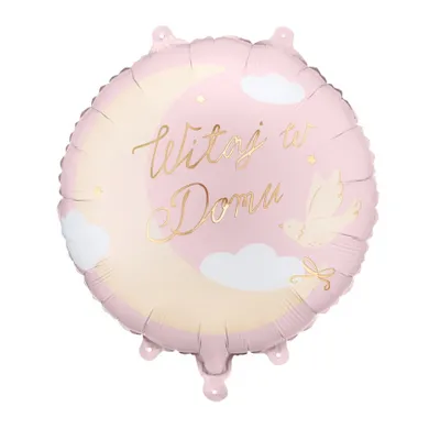 PartyDeco, balon foliowy, pastylka, Witaj w Domu, jasnoróżowy, 35-35 cm, 1 szt.