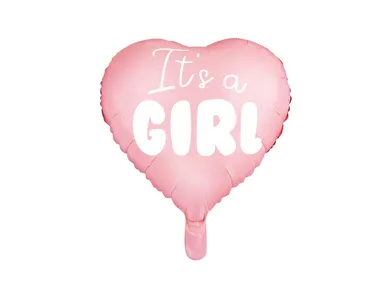 PartyDeco, balon foliowy, serce-It's a Girl, 45 cm, różowy