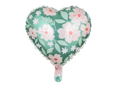 PartyDeco, balon foliowy Serce w kwiaty, 45 cm, mix, 1 szt.