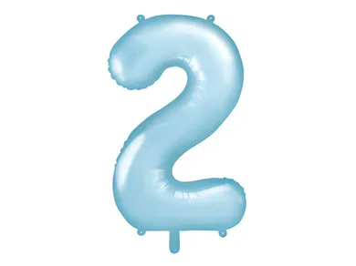 PartyDeco, balon foliowy, w kształcie cyfry 2,86 cm, jasny niebieski