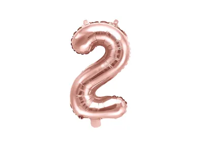 PartyDeco, balon foliowy, w kształcie cyfry 2,różowy, 35 cm