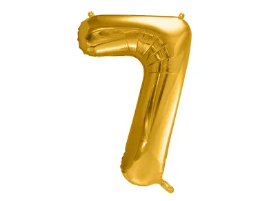 PartyDeco, balon foliowy, w kształcie cyfry 7, złoty, 86 cm