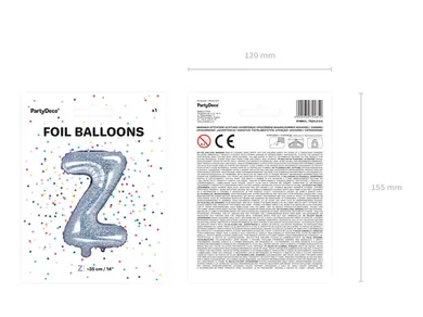 PartyDeco, balon foliowy, w kształcie litery Z, 35 cm, holograficzny