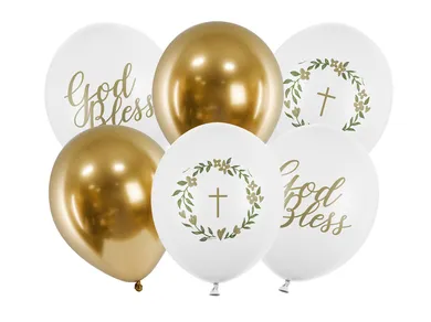 PartyDeco, balony 30 cm, God Bless, mix, 6 szt.