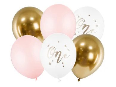 PartyDeco, balony 30 cm, One, Pastel Pale Pink, 6 szt.