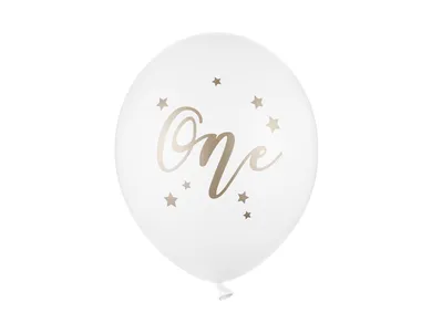 PartyDeco, balony 30 cm, One, Pastel Pure White, 50 szt.