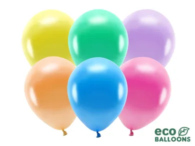 PartyDeco, balony Eco 26 cm metalizowane, mix, 10 szt.