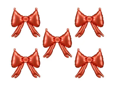 PartyDeco, balony foliowe do girland, kokardy, czerwone, 25,5-25 cm, 5 szt.