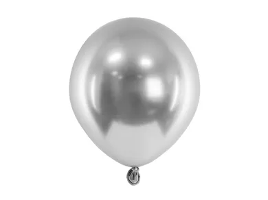 PartyDeco, balony Glossy, 12 cm, srebrny, 50 szt.