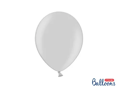 PartyDeco, balony lateksowe strong, metaliczne, srebrne, 23 cm, 10 szt.