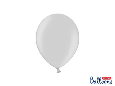 PartyDeco, balony lateksowe strong, metaliczne, srebrne, 23 cm, 100 szt.