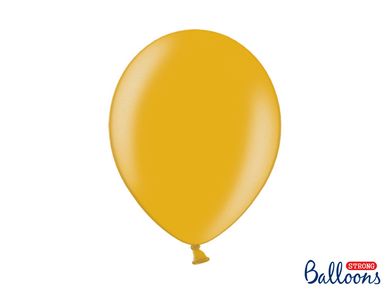PartyDeco, balony lateksowe strong, metaliczne, złote, 27 cm, 50 szt.