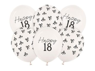 PartyDeco, balony, wzór 18, 30 cm, pastel off-white, 6 szt.