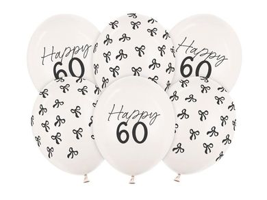 PartyDeco, balony, wzór 60, pastel off-white, 30 cm, 50 szt.