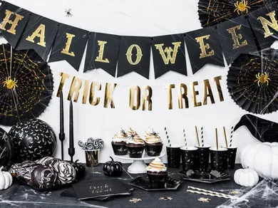 PartyDeco, baner, dekoracja na imprezę Halloween, czarny, 20-175 cm