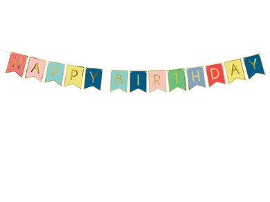 PartyDeco, baner Happy Birthday, mix, 15-175 cm