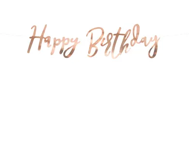 PartyDeco, baner Happy Birthday, różowe złoto, 16,5-62 cm
