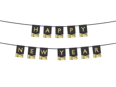 PartyDeco, baner Happy New Year, 135-16,5 cm, 1 szt.