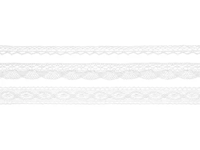 PartyDeco, bawełniane dekoracyjne koronki, biały, 3 szt., 4,5 m
