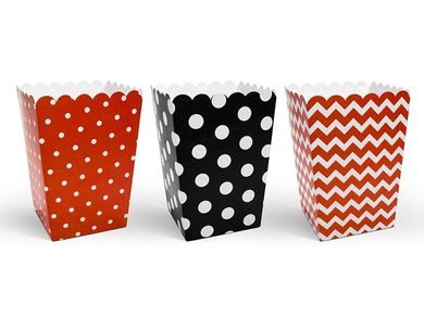PartyDeco, Biedronka, ozdobne pudełka na popcorn, 7,5-7,5-12,5 cm, 6 szt.