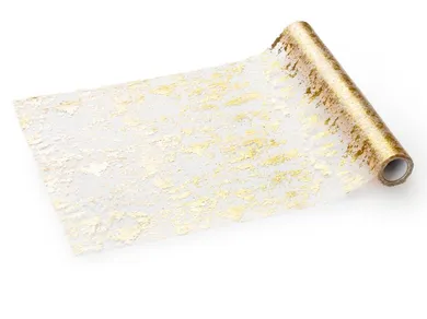 PartyDeco, bieżnik siatka, złoty nadruk, 0,36-9m