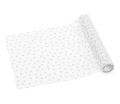 PartyDeco, bieżnik tiulowy, serca, biały, 0,36-9 m