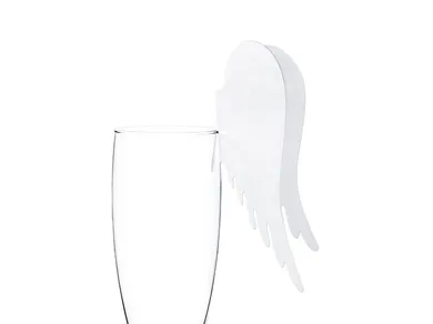 PartyDeco, dekoracje na kieliszki skrzydełka anioła, białe, 12,3-10,7 cm, 10 szt.