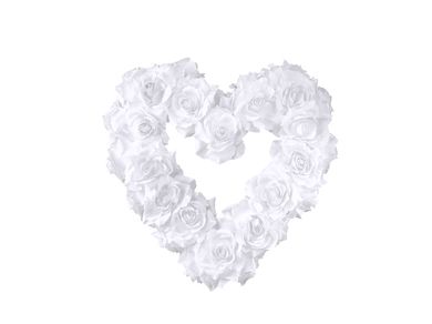 PartyDeco, dekoracje weselne na samochód, serce kwiatowe puste, biały, 40 cm