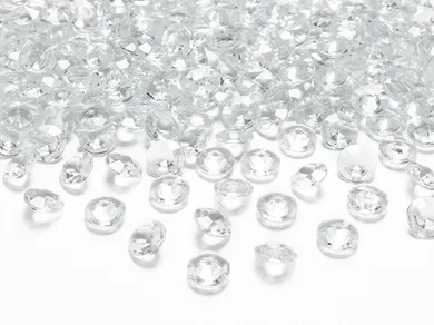 PartyDeco, diamentowe konfetti, bezbarwny, 12 mm, 100 szt.
