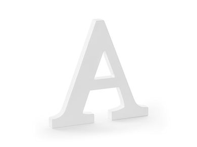 PartyDeco, drewniana litera A, biały, 21,5-20 cm