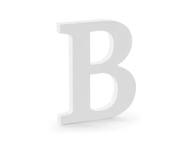 PartyDeco, drewniana litera B, biały, 16,5-20 cm