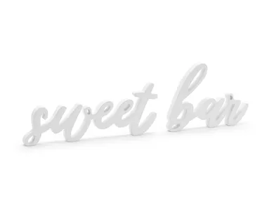 PartyDeco, drewniany napis sweet bar, biały, 37-10 cm