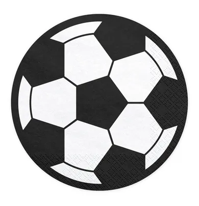 PartyDeco, Football Party, serwetki papierowe piłka nożna, biało-czarne, 13,5 cm, 20 szt.
